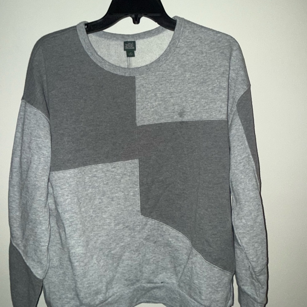 Wild Fable Gray and Cream Colorblock Top